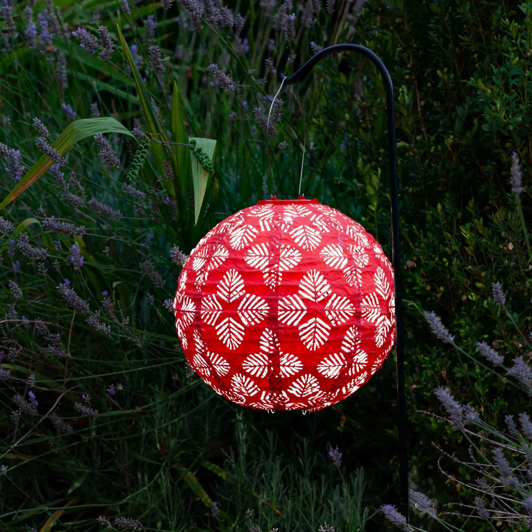 Soji Stella Brights Geo Palm - 12" Solar Lantern Chili
