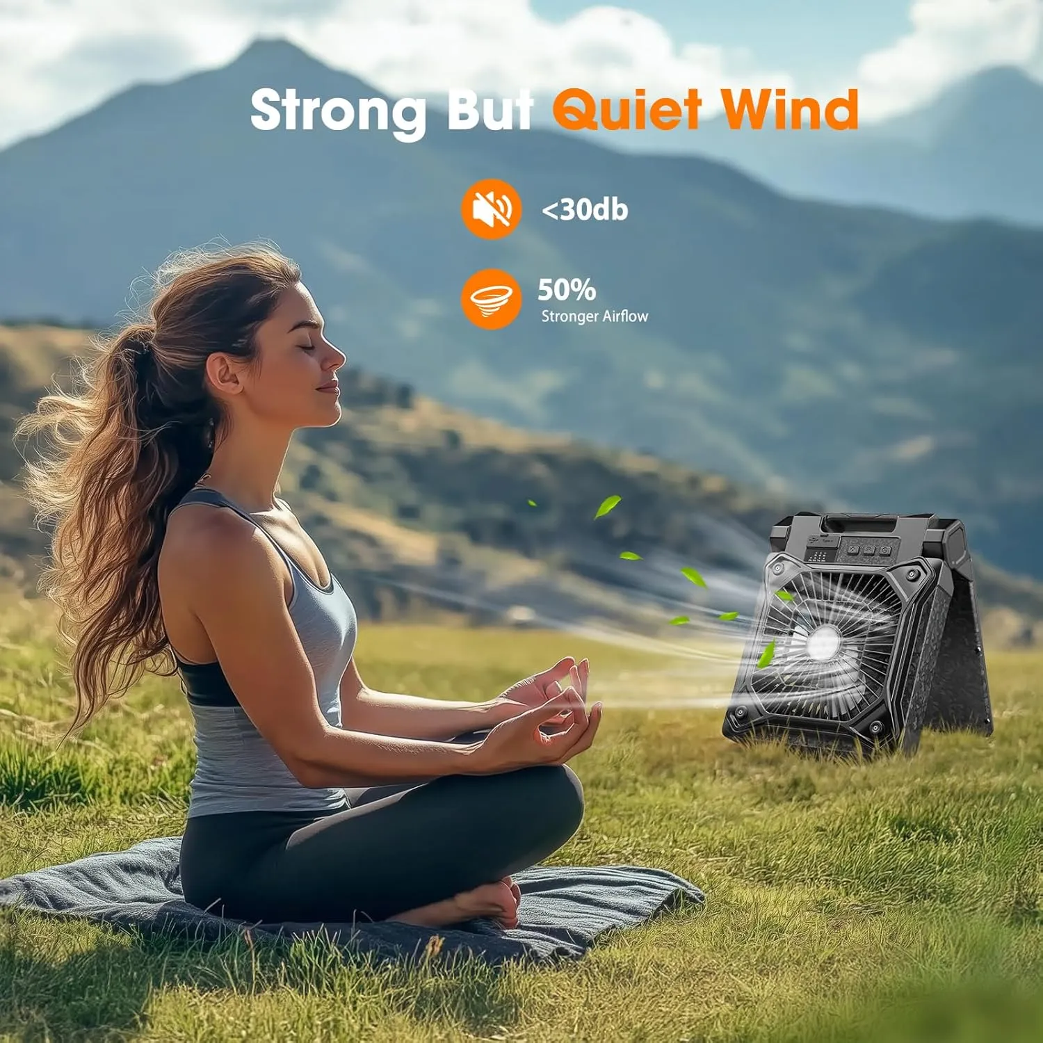 Solar Camping Fan with LED Lantern, 20000mAh Rechargeable Battery Powered with 10W Solar Panel, Quiet Battery Operated Tent Fan for Picnic, Barbecue, Fishing, Travel