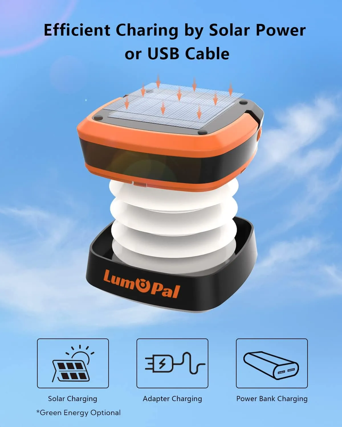 Solar Lanterns - Collapsible Camping Light, Rechargeable LED Portable USB Lamp, IP54 Waterproof for Backpacking, Emergency Phone Charger, Tent, Hiking, Power Outage (2 Pack)