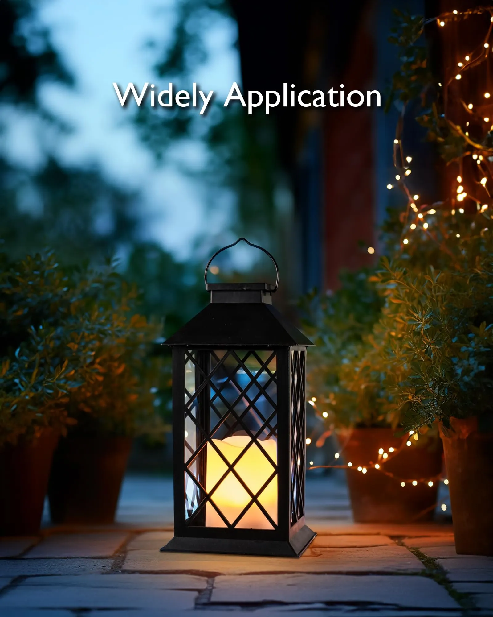 Solar Lanterns Outdoor Waterproof Hanging with Flickering Flameless Candles, 2 Pack 13'' Garden Outdoor Lantern Decorative for Patio Front Porch Backyard Balcony Cabin Outside Table(Black)