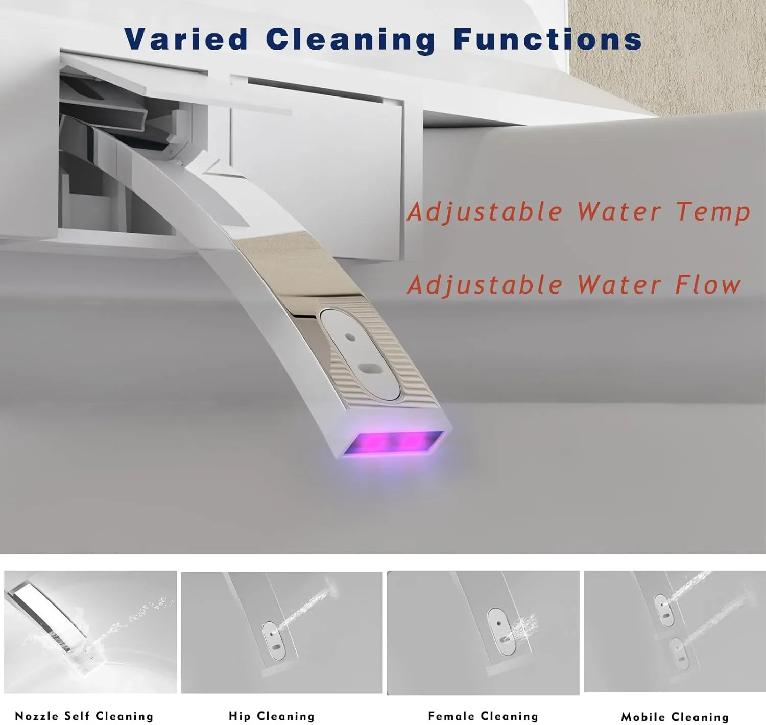 Sounor Modern Smart Toilets With Bidet Built In Self Cleaning,Elongated Heated Seat,Warm Water Sprayer,Foot Kick,1.28 GPF Powerful Auto Flush,Auto Open/Close Lid, LED Night Light Display (gray)