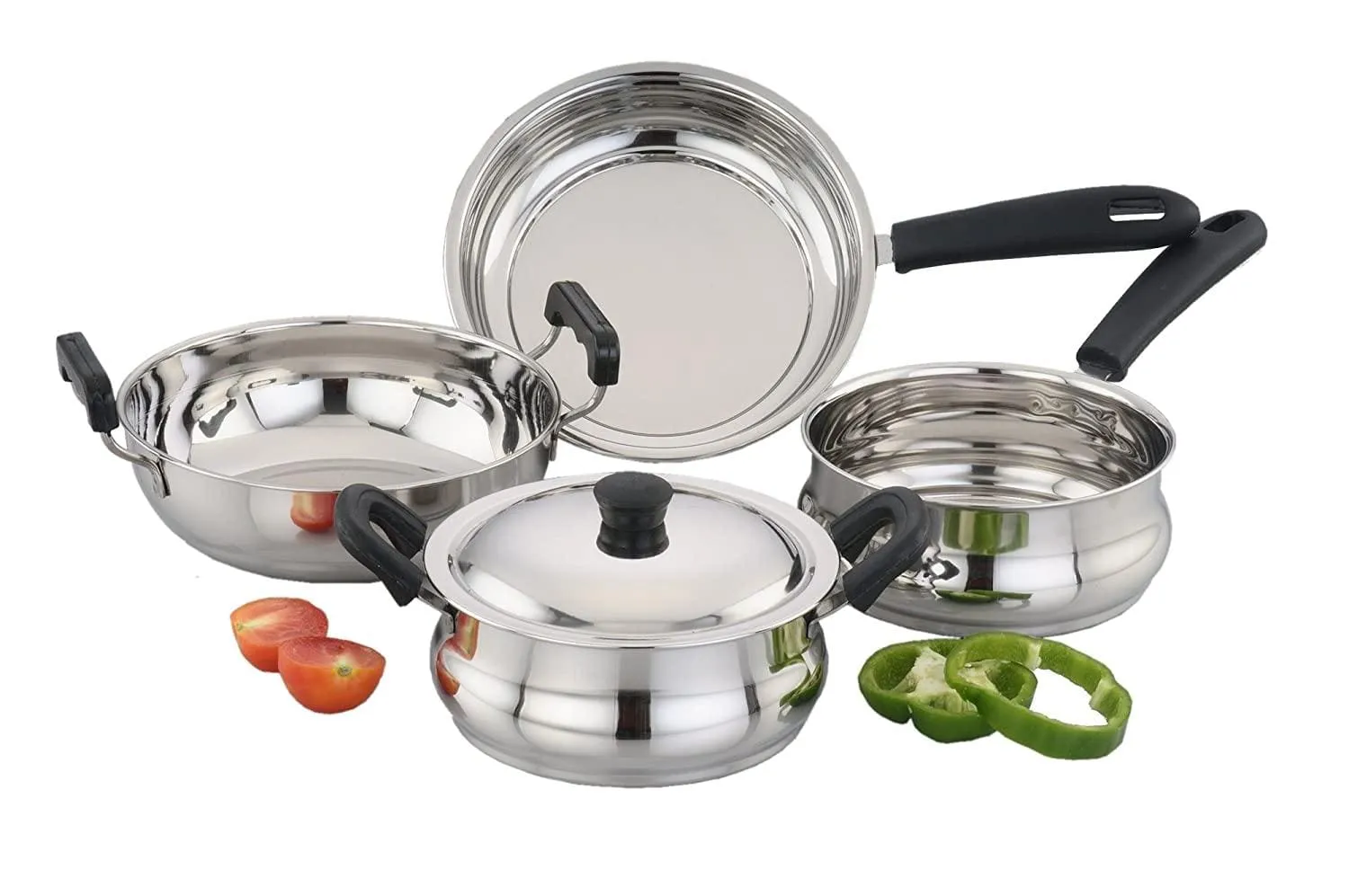 SOWBAGHYA Ultima Stainless Steel Cookware Set, 5 Piece (Silver)