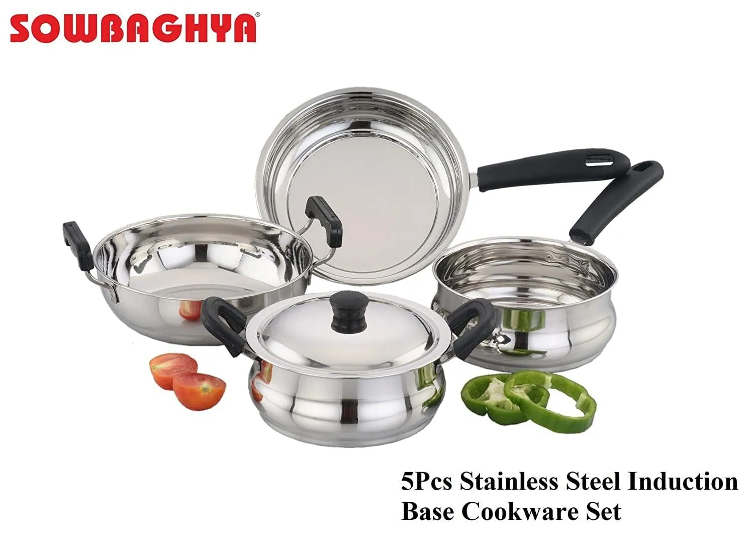 SOWBAGHYA Ultima Stainless Steel Cookware Set, 5 Piece (Silver)