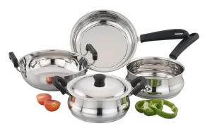 SOWBAGHYA Ultima Stainless Steel Cookware Set, 5 Piece (Silver)