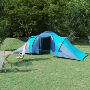 Spacious and Comfortable Camping Tent for 6 People, Easy Setup and Ventilation, Blue and Light Blue