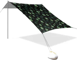 Spring Shamrocks St Patrick's Day Beach Tent Sun Shelter Set, UPF50  UV Protection 10.5 x 9.19 FT Camping Shade Canopy with Sandbags, Sand Anchors, Carrying Bag, and Others