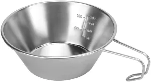Stainless Steel Camping Sierra Cup, Stackable Portable Snow Mug with Scale Handle 310ml Outdoor Tableware