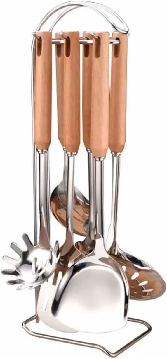Stainless Steel Cooking Spoons Spatulas Cooking Utensils 7 Pieces Sets Gadgets Kitchen Cookware