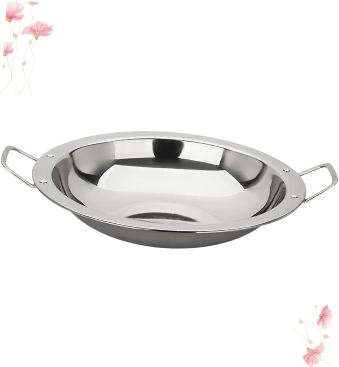 Stainless Steel Dry Pot Induction Cooker Compatible Hot Pot Cookware for Seafood Canteen Outdoor Use Food-grade Material Widened Handles for Easy Carrying