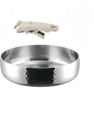Stainless steel frying,boiling,baking pan,For kitchen cooking,outdoor RV Camping,convenient storage,Non Stick with Removable Handle,Suitable for all heat sources,Oven Safe (W:11in-H:2.56in)