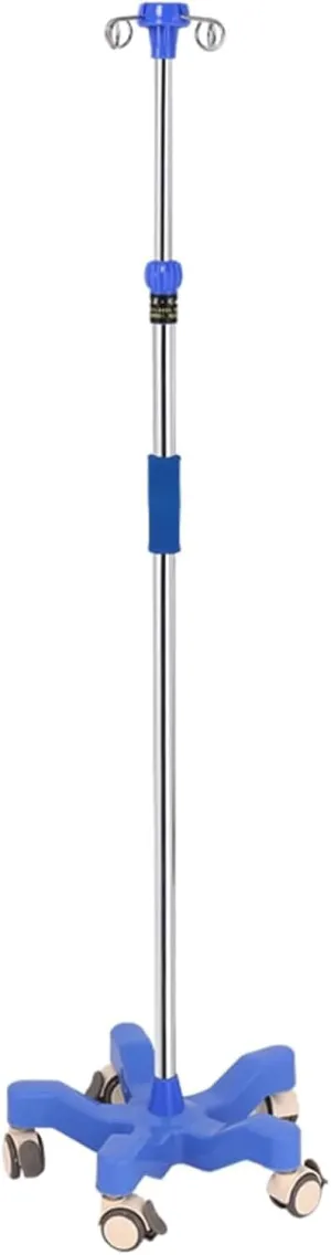 Stainless Steel Iv Stand Adjustable Height Iv Pole with 4 Hooks Portable Iv Bag Holder for Home Infusion Practice and Therapy
