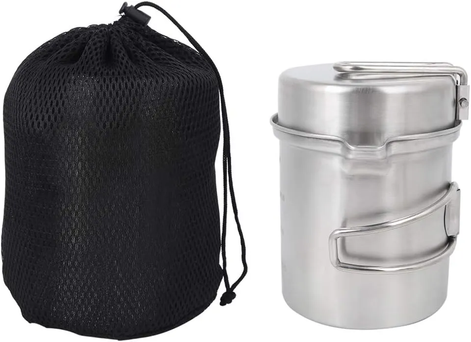 Stainless Steel Portable COOKWARE Set Pot Cooker Camping Hiking Outdoor Life
