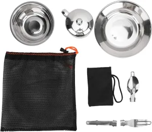Stainless Steel Portable Outdoor Tableware Set Sturdy Versatile Camping Picnic Hiking