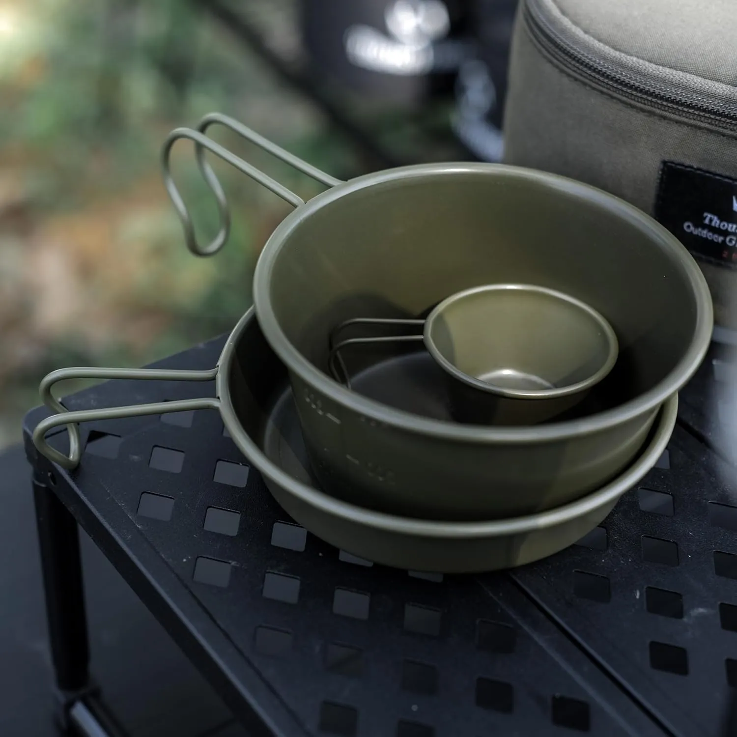 Stainless Steel Sierra Cups, 450ml Camping Cups, Olive-Green