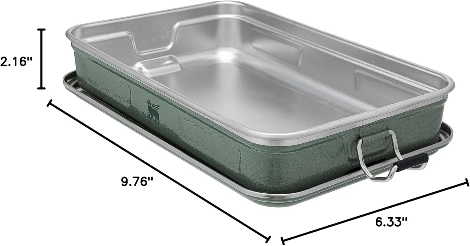 STANLEY Classic Legendary Useful Box 1.25 qt | Metal Snack and Lunch Box | Durable Stainless Steel Travel Food Storage Container | Hiking, Camping, School, or Work | BPA-Free | Hammertone Green