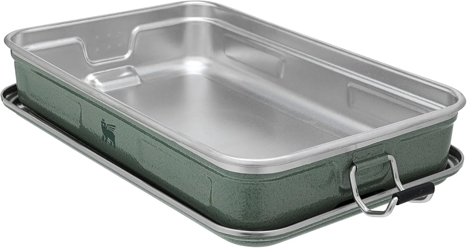 STANLEY Classic Legendary Useful Box 1.25 qt | Metal Snack and Lunch Box | Durable Stainless Steel Travel Food Storage Container | Hiking, Camping, School, or Work | BPA-Free | Hammertone Green