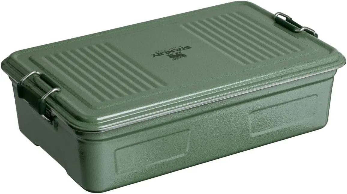 Stanley Classic Legendary Useful Box 3.8 qt | Metal Snack and Lunch Box | Durable Stainless Steel Travel Food Storage Container | Hiking, Camping, School, or Work | BPA-Free | Hammertone Green