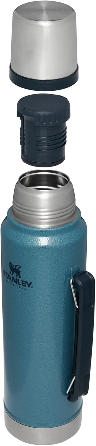 Stanley Classic Legendary Vacuum Bottle 1.1 qt | Wide Mouth with Leakproof Cup Lid | Keep Drinks Hot or Cold | Packable for Travel | Insulated Stainless Steel Thermos | BPA-Free | Hammertone Lake