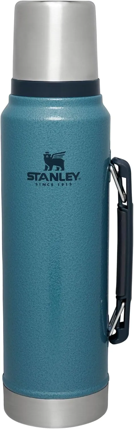 Stanley Classic Legendary Vacuum Bottle 1.1 qt | Wide Mouth with Leakproof Cup Lid | Keep Drinks Hot or Cold | Packable for Travel | Insulated Stainless Steel Thermos | BPA-Free | Hammertone Lake