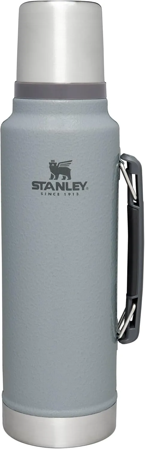 Stanley Classic Legendary Vacuum Bottle 1.5 qt | Wide Mouth with Leakproof Cup Lid | Keep Drinks Hot or Cold | Packable for Travel | Insulated Stainless Steel Thermos | BPA-Free | Hammertone Silver