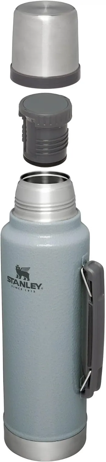 Stanley Classic Legendary Vacuum Bottle 1.5 qt | Wide Mouth with Leakproof Cup Lid | Keep Drinks Hot or Cold | Packable for Travel | Insulated Stainless Steel Thermos | BPA-Free | Hammertone Silver