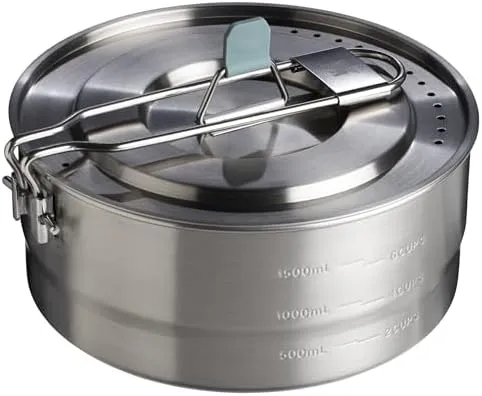 Stanley Wildfare Core Saucepan Cookset | 6-Pc Stainless Steel Cookware | 2qt Saucepan w/Lid, Cutting Board, Trivet & Spoons | Induction Cookware | Camping Essentials