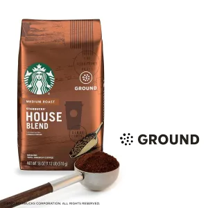 Starbucks Medium Roast Ground Coffee — House Blend — 100% Arabica — 18 Oz. (Pack of 2)