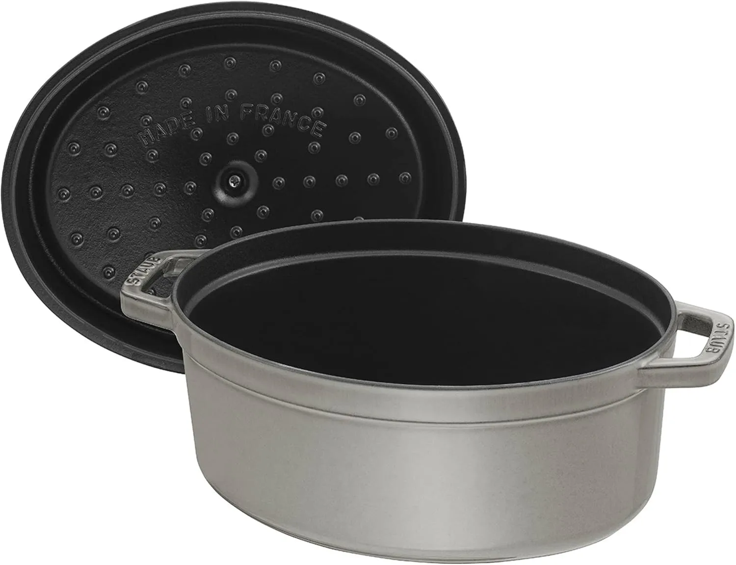 Staub Cast Iron Oval Cocotte, Dutch Oven, 5.75-quart, serves 5-6, Made in France, Graphite