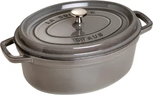 Staub Cast Iron Oval Cocotte, Dutch Oven, 5.75-quart, serves 5-6, Made in France, Graphite