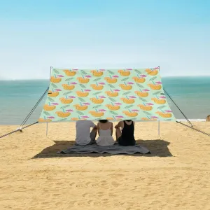 Summer Cocktails Beach Canopy Tent Anti-UV & Wind Resistant, Green Camping Sun Shelter Easy Setup Portable,Outdoor Shade Tents with Sandbags,Sand Shovels,Ground Pegs & Stability Poles