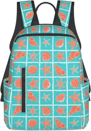 Summer Starfish Backpacks 15 Inch Laptop Backpack Multipurpose Double Shoulder Bag for Men Women Gifts