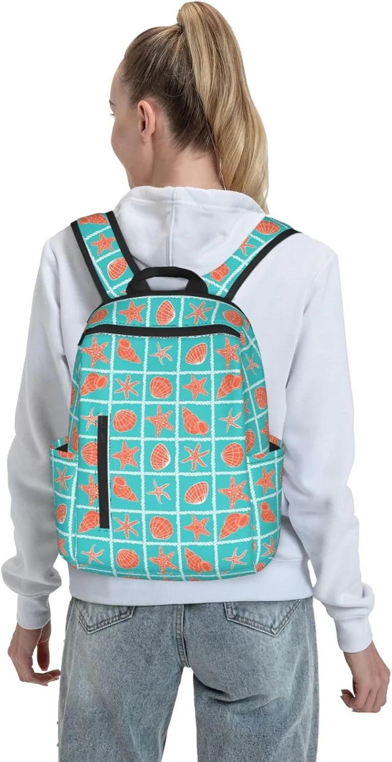 Summer Starfish Backpacks 15 Inch Laptop Backpack Multipurpose Double Shoulder Bag for Men Women Gifts