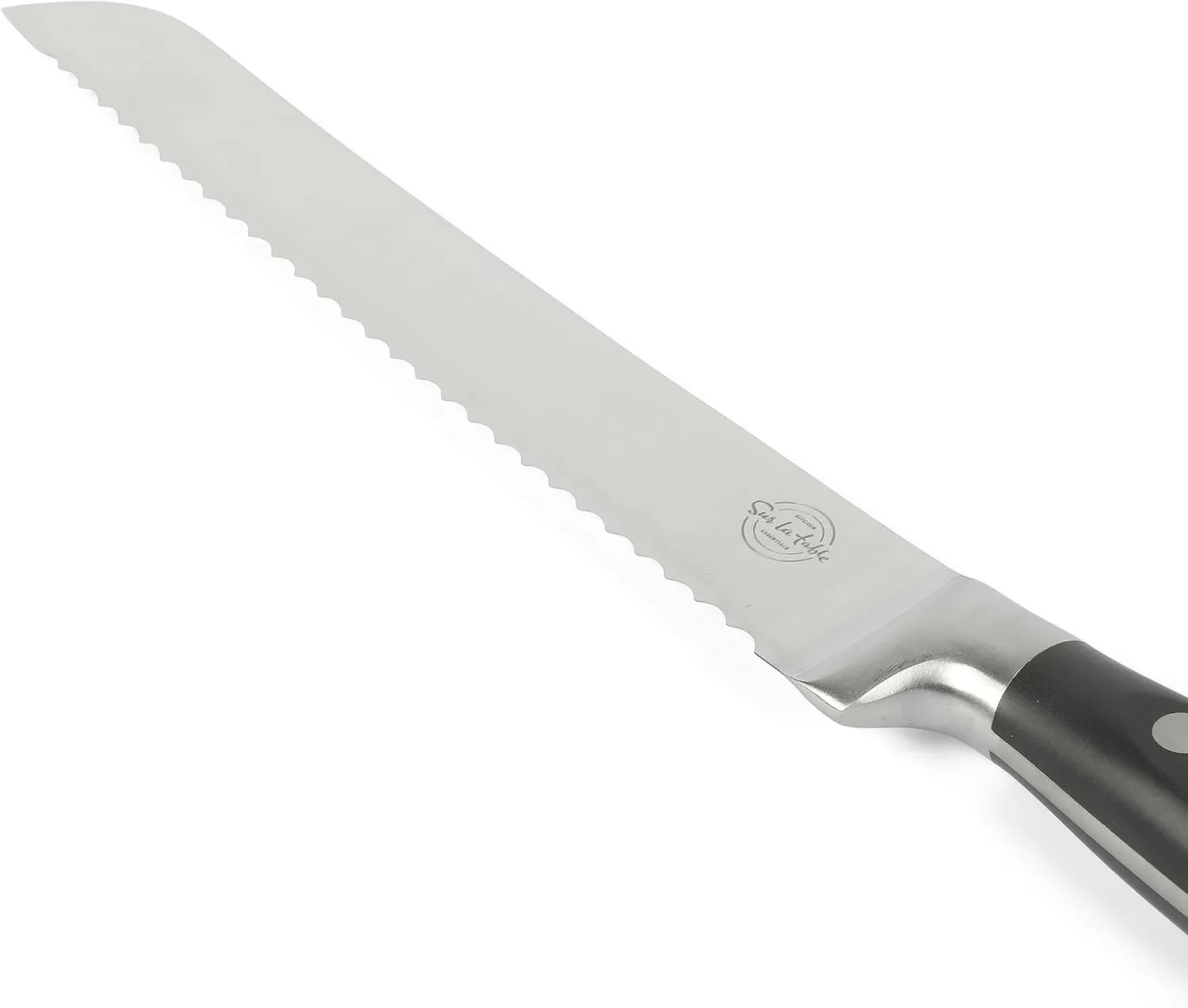 Sur La Table Kitchen Essentials 5 Piece German Steel Blade w/Triple Riveted Handle Set on Beechwood Magnetic Block - Black