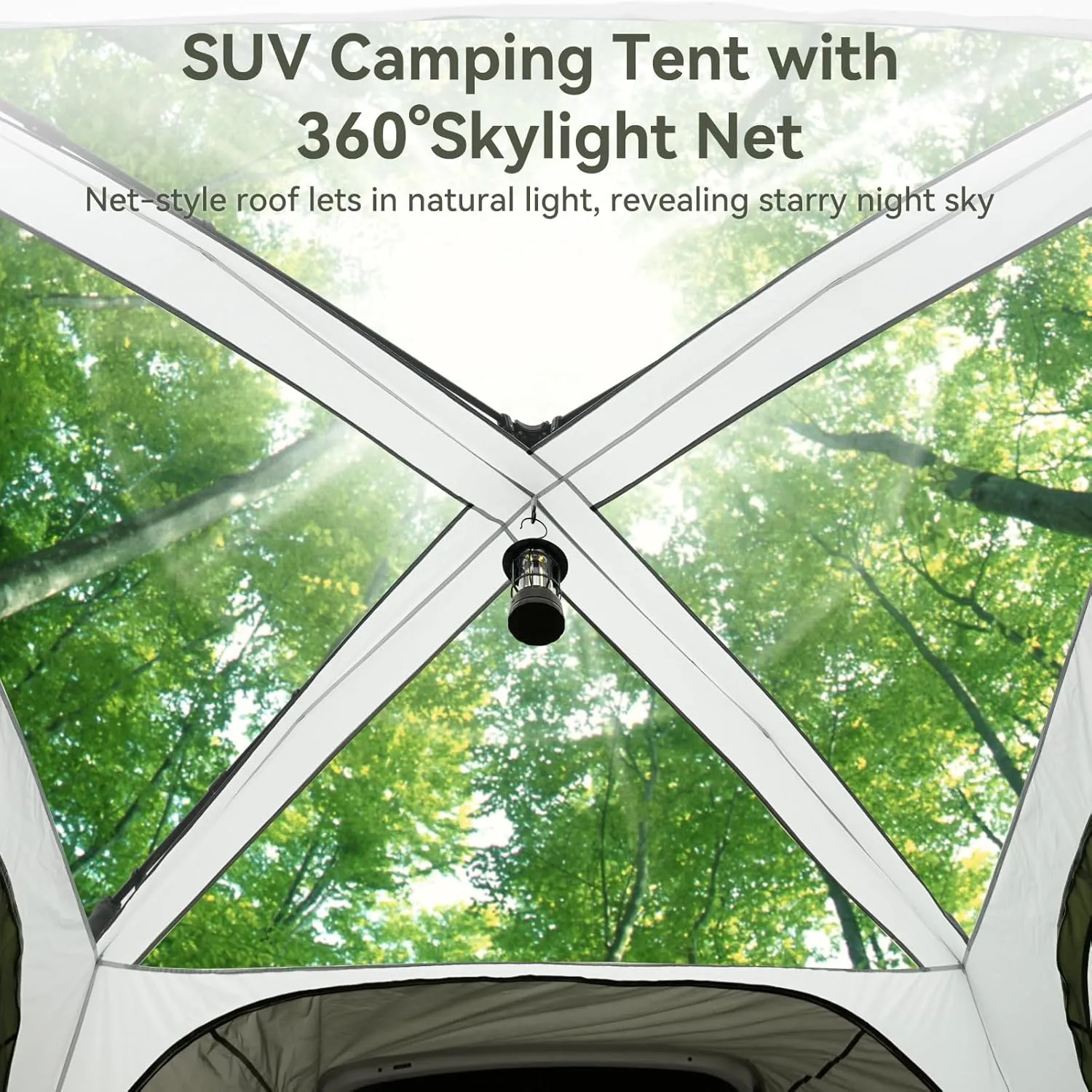 SUV Tent for Camping with Vestibule and Canopy, Waterproof 6-8 Person Automatic Car Truck Camping Tent with Rainfly, Army Green