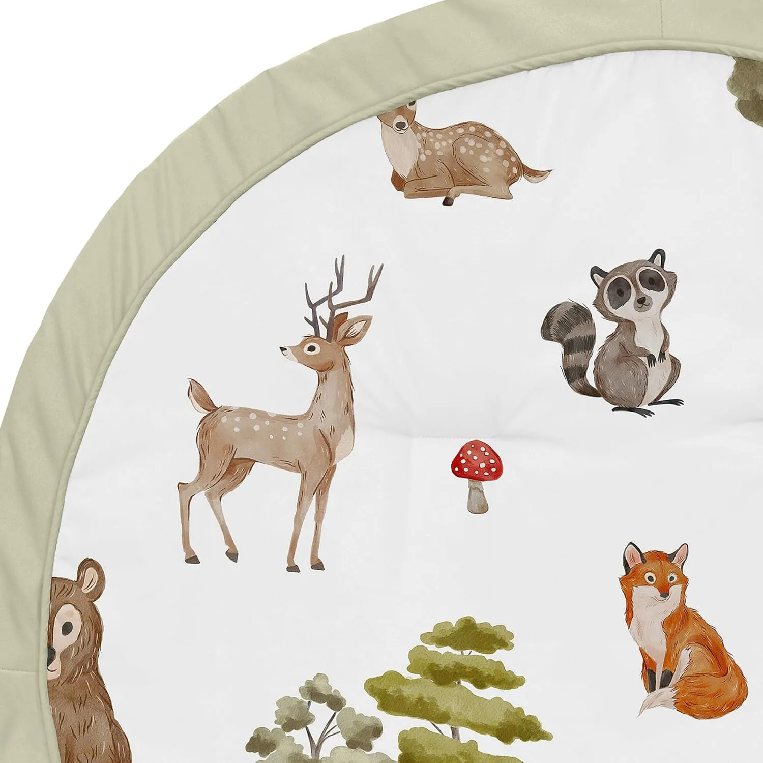 Sweet Jojo Designs Woodland Forest Animals Boy Girl Gender Neutral Unisex Baby Play Mat Tummy Time Activity Infant Playmat Playpen Tent Teepee Floor Animal Friends Brown Bear Hedgehog Deer Watercolor