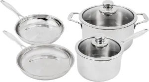 Swiss Diamond Premium Clad 5-Ply Stainless Steel 6 Piece Cookware Set, Induction Compatible Pots and Pans Set, Includes Skillets, Saucepan, Dutch Oven and Lids - Oven and Dishwasher Safe