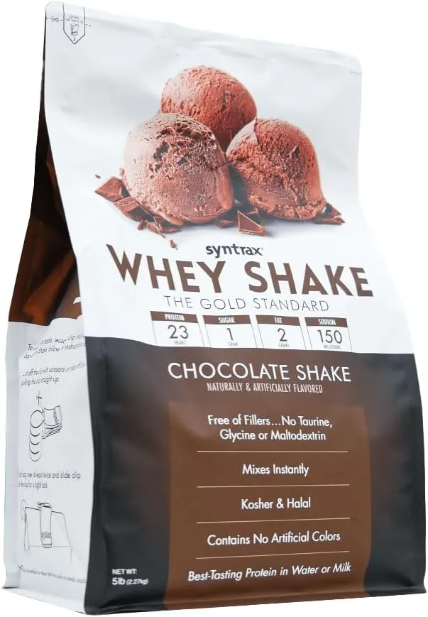 Syntrax Nutrition Whey Shake Protein Powder, Cold Filtered & Undenatured Whey Protein Blend, Chocolate Shake, 5 lbs