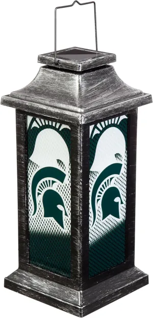 Team Sports America NCAA Michigan State University Solar Powered Lantern | Rechargeable LED Light | Indoor/Outdoor Safe Hanging Lantern | Decorative Table Light for Garage, Garden, Patio