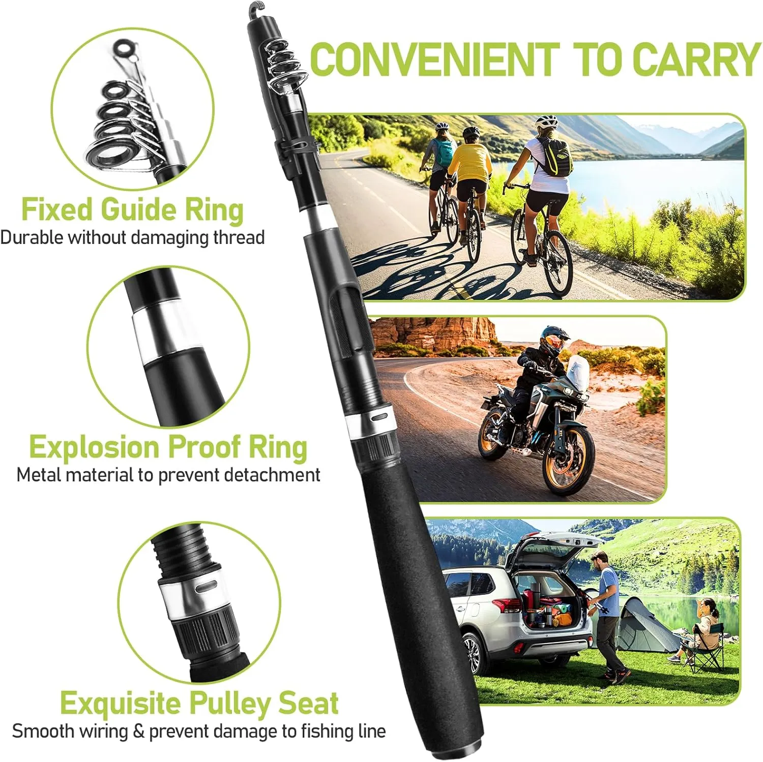 Telescopic Fishing Rod and Reel Combos, Carbon Fiber Fishing Pole Kits with Spinning Reels, Collapsible Travel Fishing Rod Line Lures Set with Carrier Bag for Freshwater Saltwater Fishing