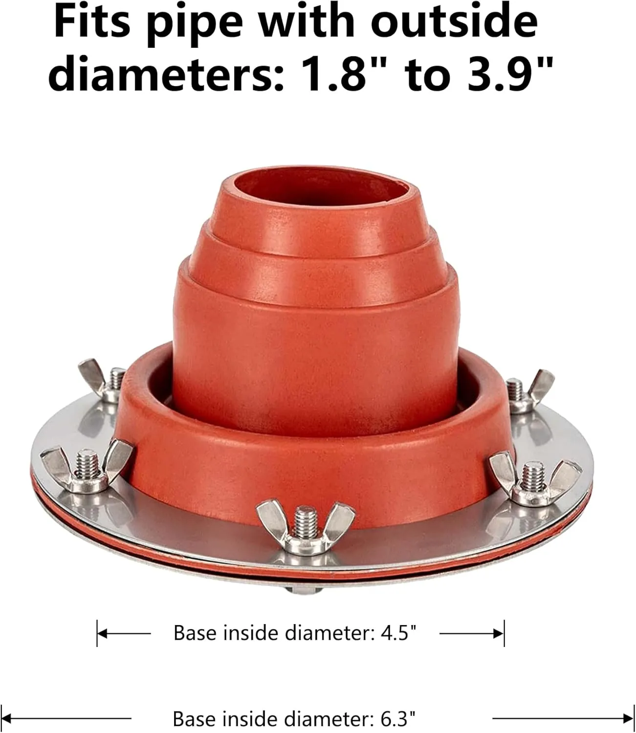 Tent Stove Jack Kit: Flexible Silicone Pipe Boot, High Temp Flue Flashing for Bell Tent, Yurt, & Wood Burners (Triple Wall Pipe Compatible, Stove Pipe OD 1 3/4"-3 1/4")(Orange)