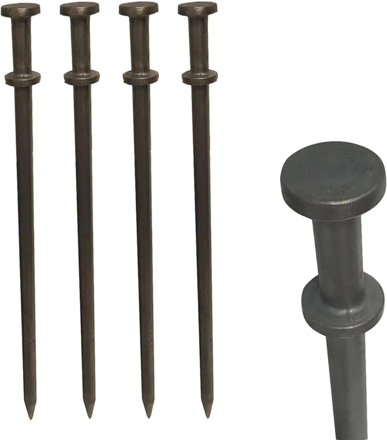 TentAndTable Double Head Metal Tent Stakes Heavy Duty Steel Ground Stake, Versatile Spikes to Anchor Commercial Inflatables, Event Party Tents, and Outdoor Camping Shelters, 1 x 20 Inch, 4 Pack