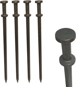 TentAndTable Double Head Metal Tent Stakes Heavy Duty Steel Ground Stake, Versatile Spikes to Anchor Commercial Inflatables, Event Party Tents, and Outdoor Camping Shelters, 1 x 20 Inch, 4 Pack