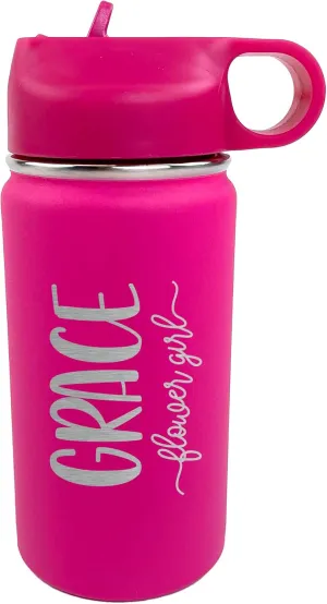 The Crafty Engineer Personalized Flower Girl and Ring Bearer Water Bottle (Hot Pink)