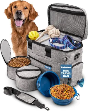 The Original Doggy Bag™ - Dog Travel Bag for Supplies - Ultimate Gift for Dog Owners - Includes 2 BPA-Free Travel Bowls and 2 Food Containers - Pet Travel Kit for Road Trips, Camping, RV