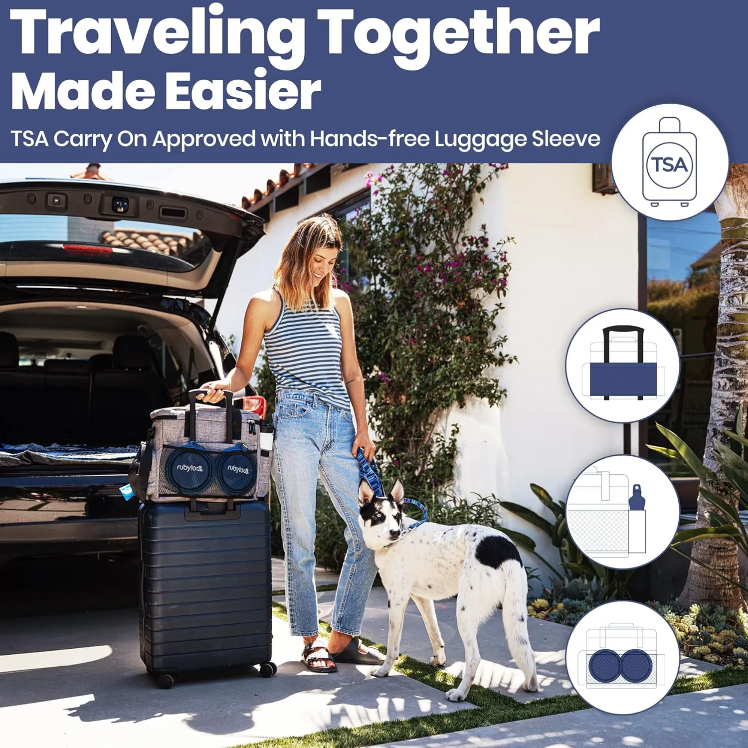 The Original Doggy Bag™ - Dog Travel Bag for Supplies - Ultimate Gift for Dog Owners - Includes 2 BPA-Free Travel Bowls and 2 Food Containers - Pet Travel Kit for Road Trips, Camping, RV