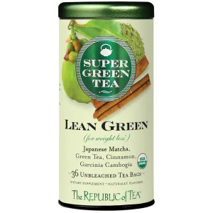 The Republic of Tea Lean Green SuperGreen Tea, Matcha And Garcinia Cambogia Tea Blend (36 Tea Bags)