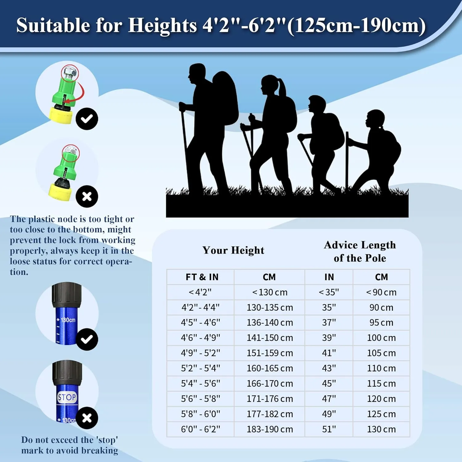 TheFitLife Nordic Walking Trekking Poles - 2 Sticks with Anti-Shock and Quick Lock System, Telescopic, Collapsible, Ultralight for Hiking, Camping, Mountaining, Backpacking, Walking, Trekking