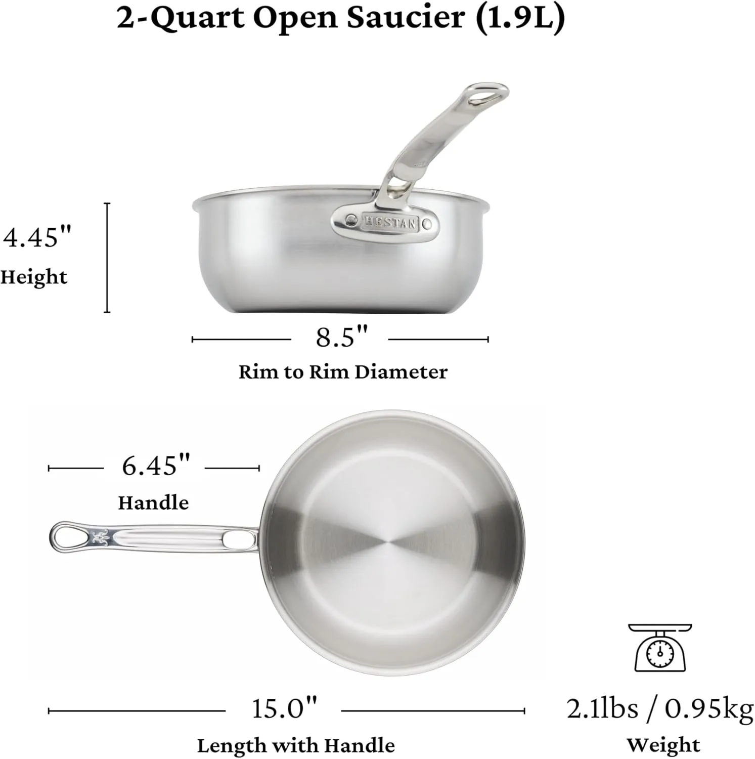 Thomas Keller Insignia by Hestan - Stainless Steel 2 Quart Saucier, Induction Cooktop Compatible
