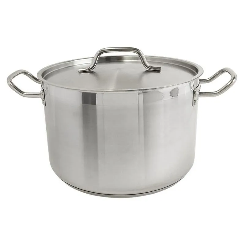 Thundergroup 12 qt, 11-5/8" Diameter Stock Pot with Lid, Stainless Steel, Encapsulated Base, Dishwasher Safe, Standard Electric, Gas Cooktop, Halogen & Induction Ready, Oven Safe, Heavy-Duty, NSF