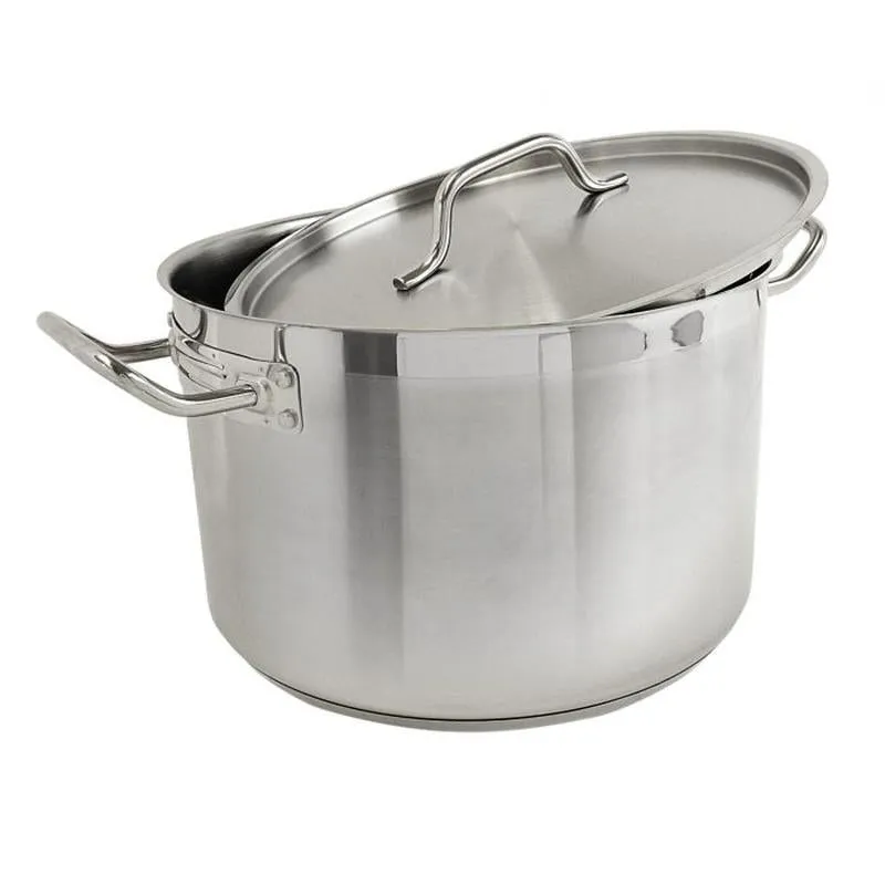 Thundergroup 12 qt, 11-5/8" Diameter Stock Pot with Lid, Stainless Steel, Encapsulated Base, Dishwasher Safe, Standard Electric, Gas Cooktop, Halogen & Induction Ready, Oven Safe, Heavy-Duty, NSF
